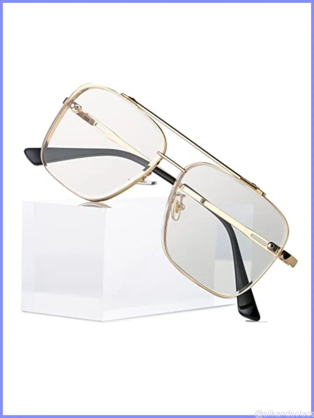 Oversized Square Aviator Sunglasses Metal Frame Tinted Lens Unisex